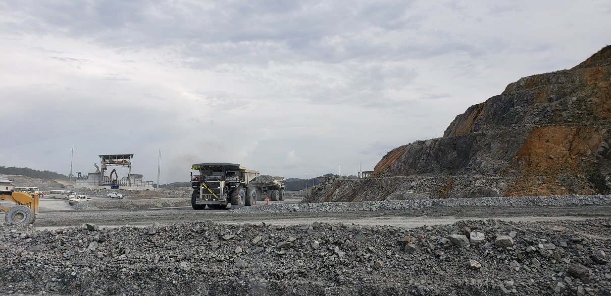 View of First Quantum Panama trucks