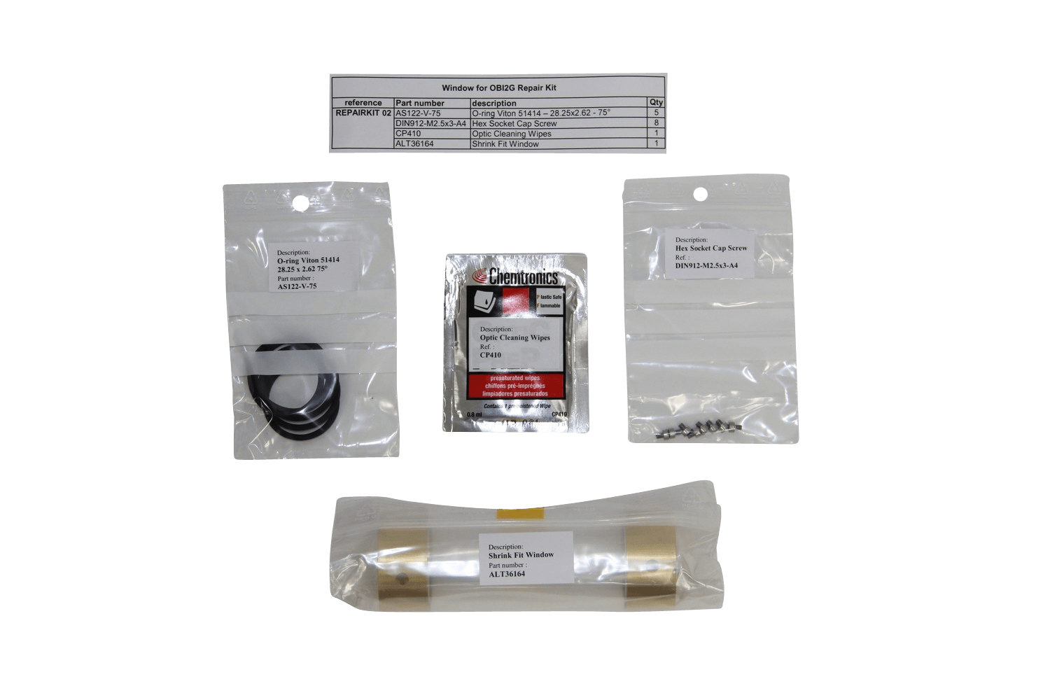 Optical Televiewer Glass Repair Kit